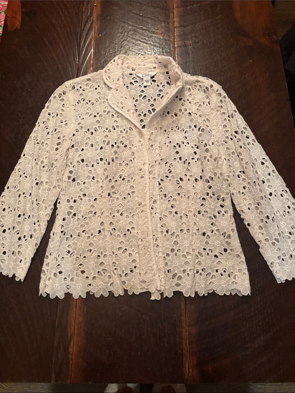 Lilly Pulitzer White Floral Eyelet Button-Down Top